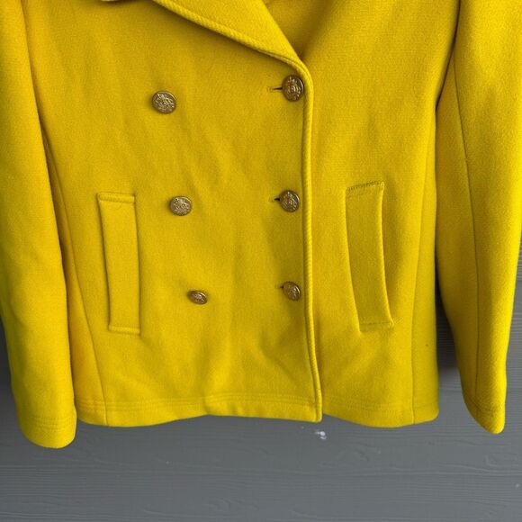 J Crew Nello Gori wool blend yellow peacoat - Picture 4 of 5